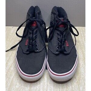 Van's Off The Wall Men's High Top Sneaker w/ Red Tags And Red Line On Sole Sz 8